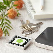 Groene appel / zwart met witte poolpunten sleutelhanger (Zijkant)