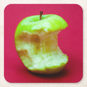 Groene appelbloem vierkante kartonnen onderzetter