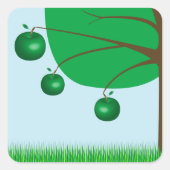 Groene appelboom vierkante sticker (Voorkant)