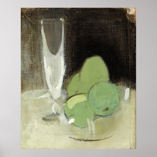 Groene appelen en champagne Glass, H.Schjerfbeck Poster (Voorkant)