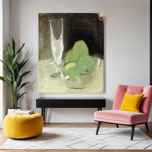 Groene appelen en champagne Glass, H.Schjerfbeck Poster