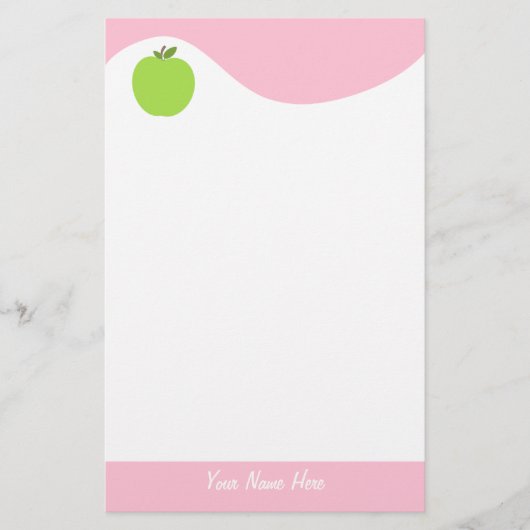 Groene appelmolen met roze briefpapier (Voorkant)