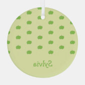 Groene appels patroon monogram glas ornament (Achterkant)