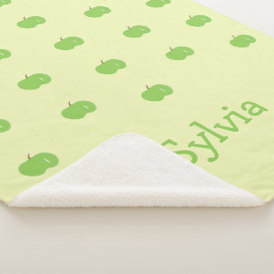 Groene appels patroon monogram sherpa deken