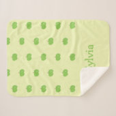 Groene appels patroon monogram sherpa deken (Voorkant (horizontaal))