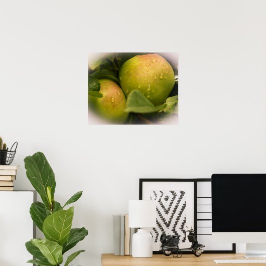 Groene appels, vers, met een dunne rand poster (Thuiskantoor)