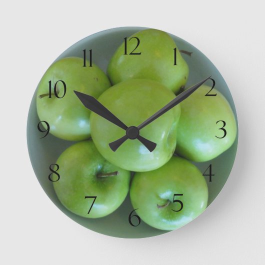 Groene appels wandklok ronde klok (Voorkant)