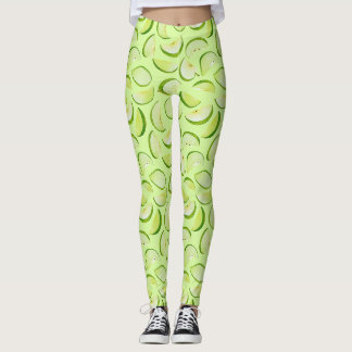 Groene Appelschijf Patroon Leggings
