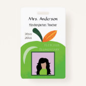 Groene Apple Educator Witte foto-ID-badge Badge (Voorkant)