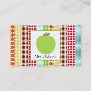 Groene Apple Multicolor Polka Dots leraar Visitekaartje