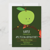 Groene Apple Pick Birthday Party van kind Kaart (Voorkant)
