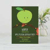 Groene Apple Pick Birthday Party van kind Kaart (Staand voorkant)