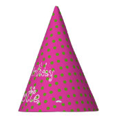 Groene Apple Polka Dot on Diva Pink Personalized Feesthoedjes (Rechts)