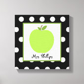 Groene Apple Polka Dot Verpakt Canvas Voor Leraar (Voorkant)