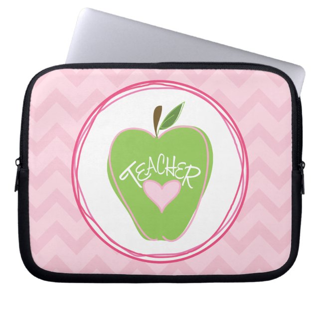 Groene Apple- & Zigzag-laptophoes Laptop Sleeve (Voorkant)