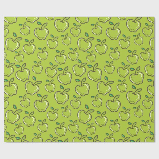 Groene Apples Retro Patroon Cadeaupapier (Vlak)