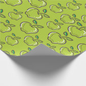 Groene Apples Retro Patroon Cadeaupapier (Hoek)