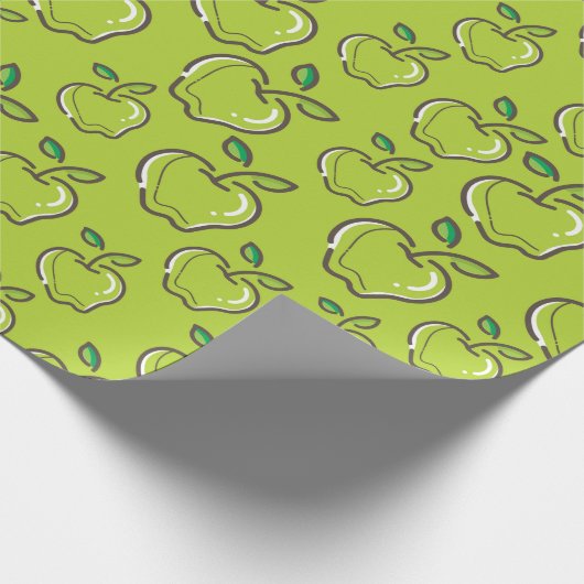 Groene Apples Retro Patroon Cadeaupapier (Hoek)