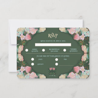 Groene Aquarel Art Nouveau Trouw RSVP Kaart