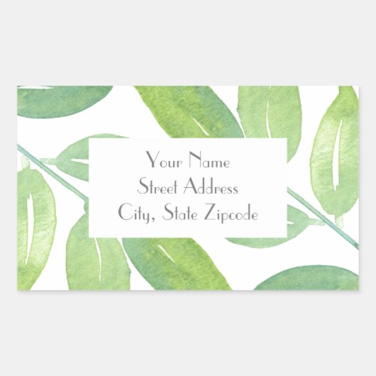 'Groene Aquarel Bladeren 3' Labels (Voorkant)