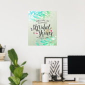 Groene Aquarel Bladeren Chic Bruidsborrel Ontvangs Poster (Thuiskantoor)