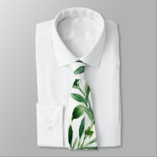 Groene Aquarel Bladeren Stropdas
