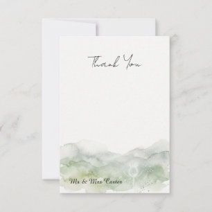 Groene Aquarel Botanische Trouw Dankkaart Bedankkaart