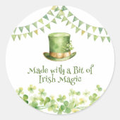 Groene Aquarel Klaver St. Patrick's Day Feest Ronde Sticker (Voorkant)