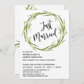 Groene Aquarel Krans Net Getrouwd Typografie Kaart (Voorkant / Achterkant)