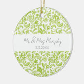 Groene Aquarel Kunst Trouw NAME DATUM Aandenken Keramisch Ornament (Links)