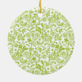 Groene Aquarel Kunst Trouw NAME DATUM Aandenken Keramisch Ornament (Achterkant)