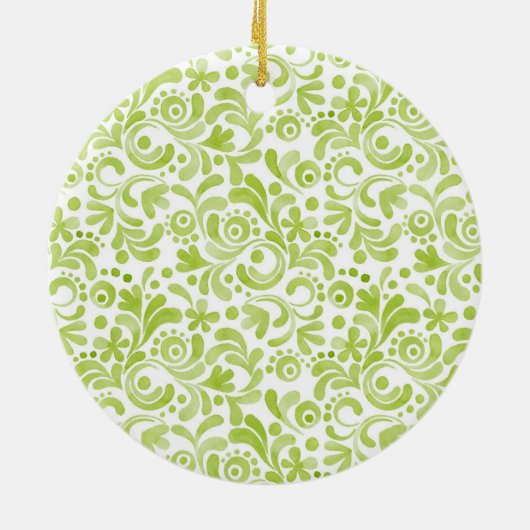 Groene Aquarel Kunst Trouw NAME DATUM Aandenken Keramisch Ornament (Achterkant)