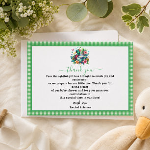 groene Aquarel One Lucky Duck Jongen 1e Verjaardag Bedankkaart
