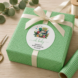 groene Aquarel One Lucky Duck Jongen 1e Verjaardag Cadeaupapier