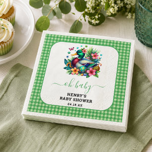groene Aquarel One Lucky Duck Jongen 1e Verjaardag Servet