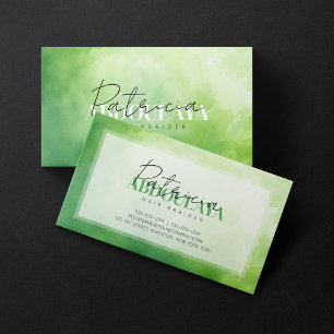 Groene Aquarel Vlecht Stylist Script Typografie Visitekaartje