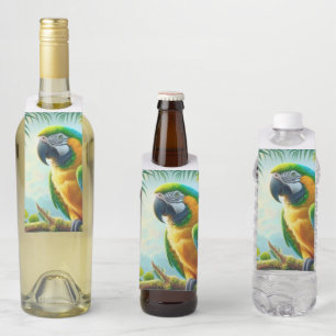 Groene ara tropische bloemen flessenhanger