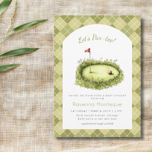 Groene Argyle Golf Hole Laat Par Tee Baby Shower Kaart