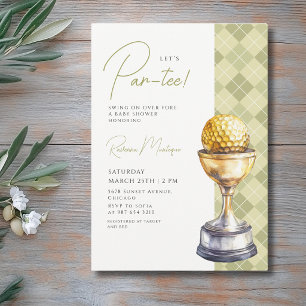Groene Argyle Golf Trofee Laat Par-Tee Baby Shower Kaart
