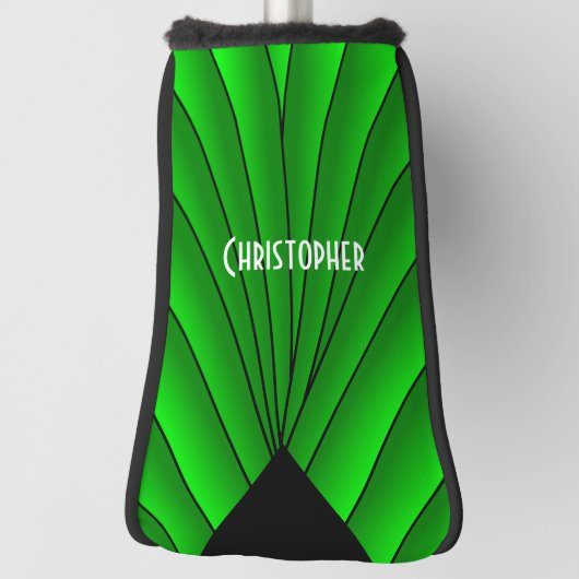 Groene Art Deco Design Golfheadcover (Draai 90)