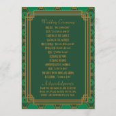 Groene Art Deco Trouwprogramma's Programma (Achterkant)