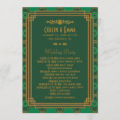 Groene Art Deco Trouwprogramma's Programma (Voorkant)