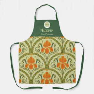 Groene Art Nouveau bloemensliertsjer apron Schort