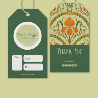 Groene Art Nouveau Bloemige Vrouwelijke Prijskaart Cadeaulabel