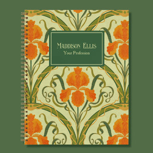 Groene Art Nouveau Bloemige Vrouwelijke Zakelijkhe Notitieboek