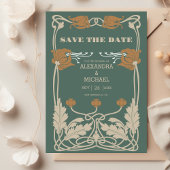Groene Art Nouveau bruiloft Save The Date