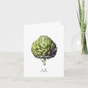 Groene Artichoke-bloem met  stijl Notitiekaartje