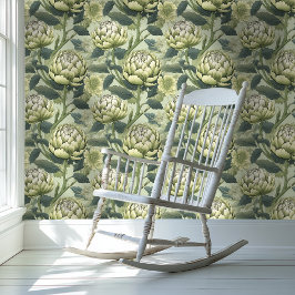 Groene artisjok Chinoiserie stijl behang