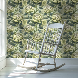 Groene artisjok Chinoiserie stijl behang