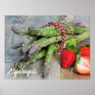 Groene Asparagus met aardbei Poster